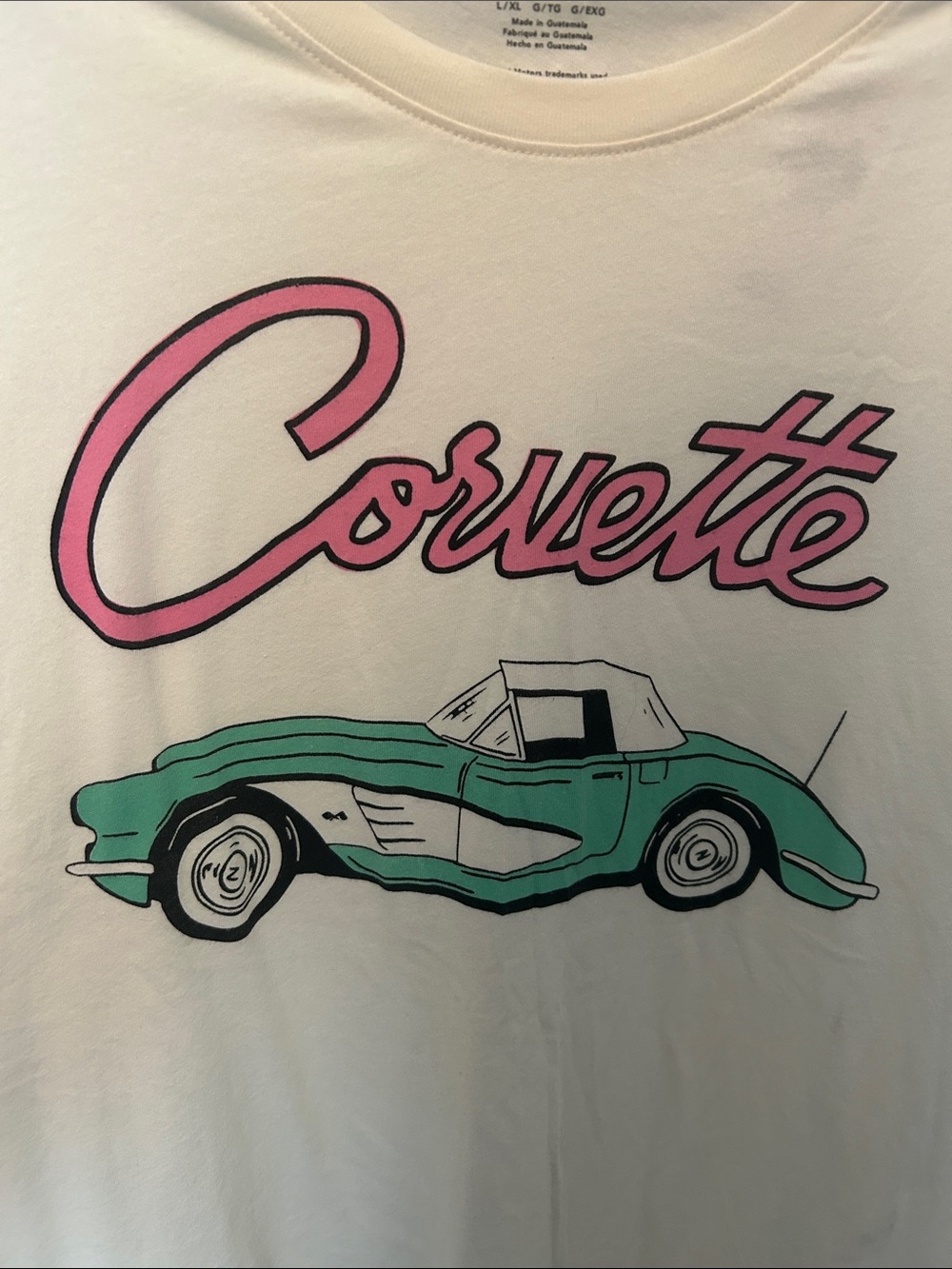 Corvette Graphic Muscle Tank - Cream with Teal & Pink